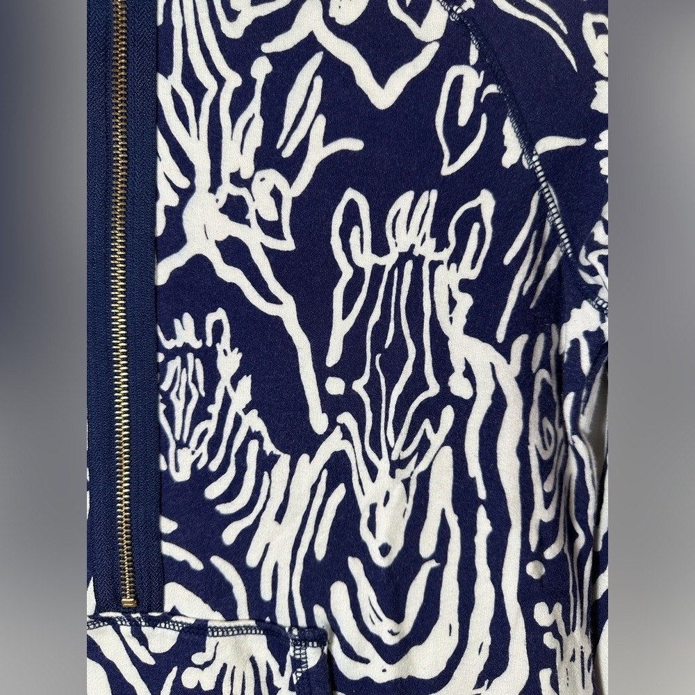 Lilly Pulitzer Skipper Popover Navy Blue White Zebra Print XS - Picture 8 of 12